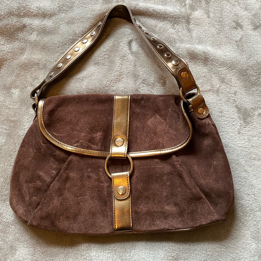 Vegan suede vintage handbag